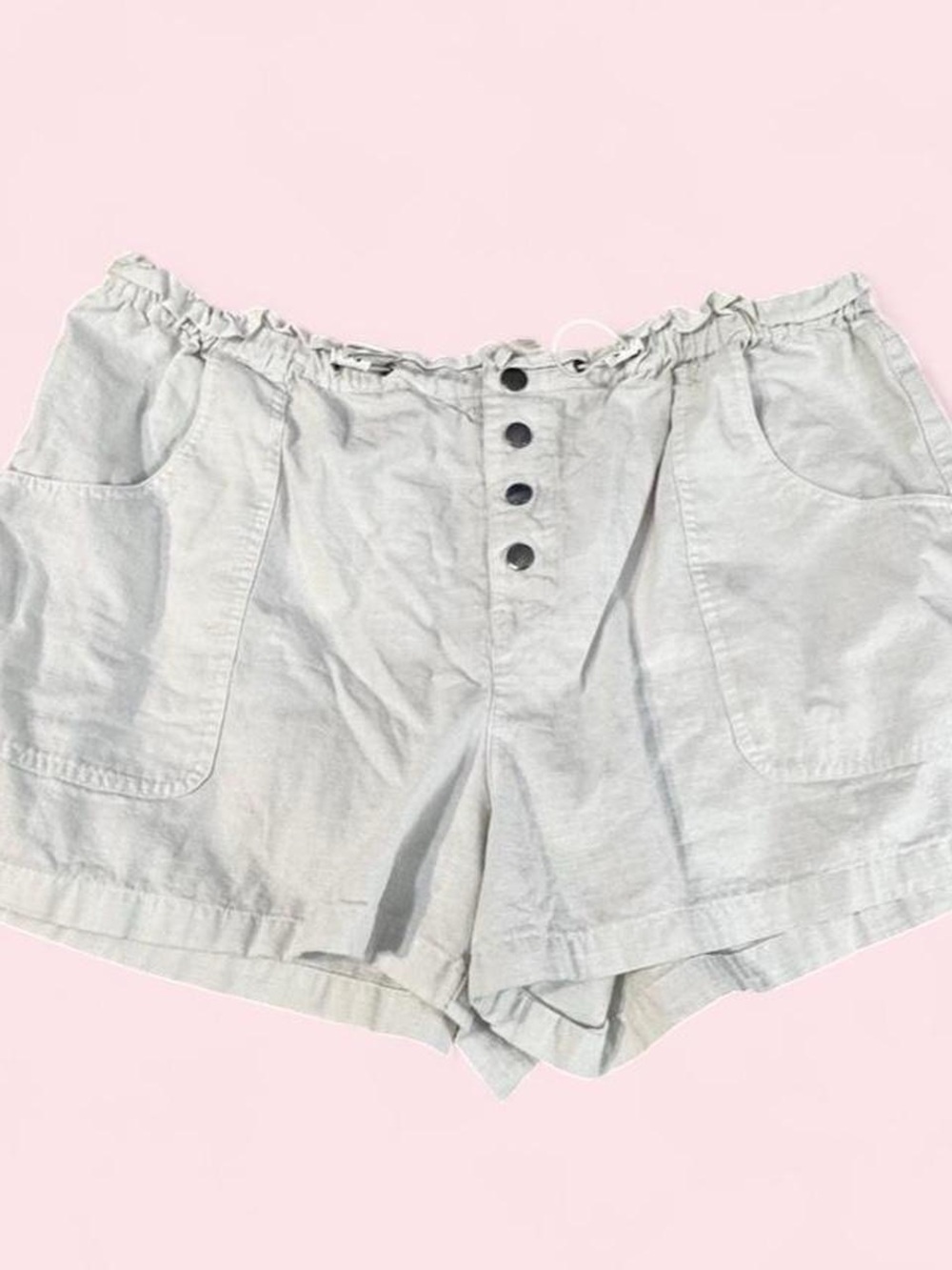 Time and Tru Plus Size Kaki High-Waist Button Front Shorts